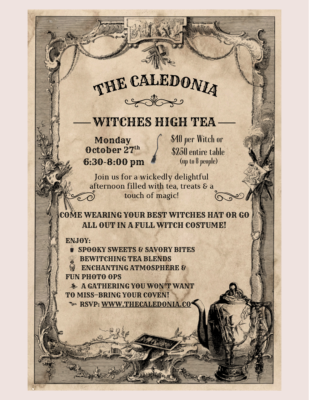 Witches High Tea | October 27th @ 6:30 PM